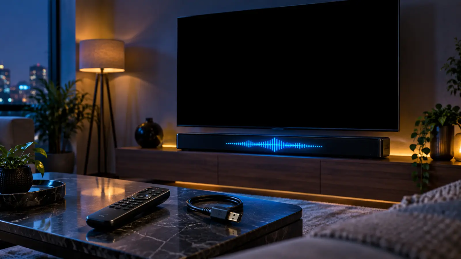 Televisão com ecrã preto e áudio ativo para diagnosticar IPTV sem imagem